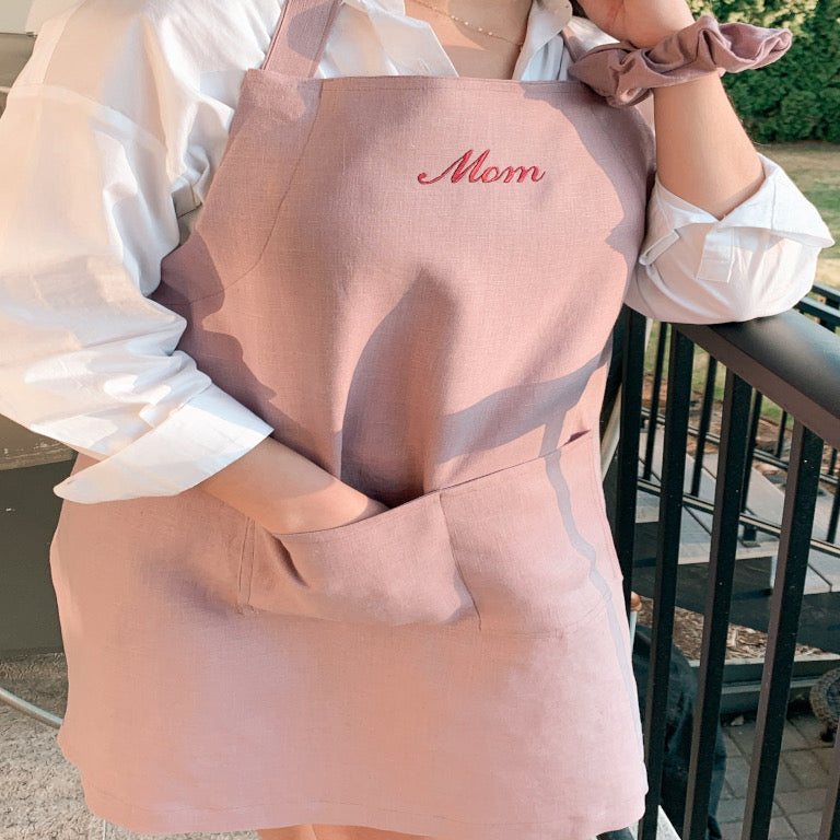 custom handmade linen cross-back apron BC