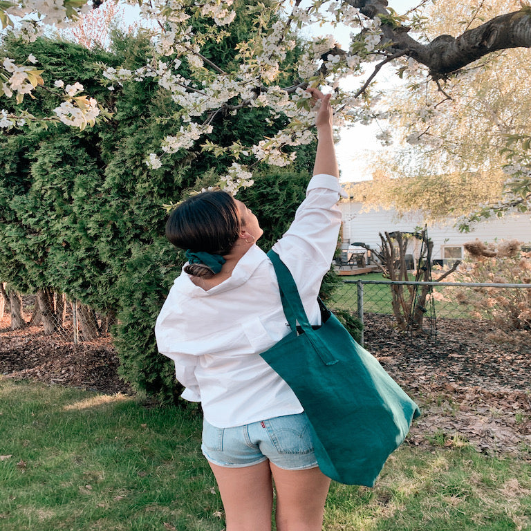 handmade linen tote bag beach BC